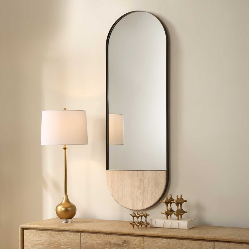Russo Travertine Tall Oval Mirror - Oval Mirrors