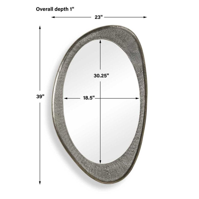 Dimension guide for the Schiller Antique Nickel Oval Wall Mirror oval mirror
