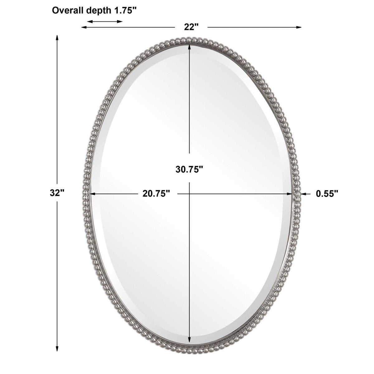 Sherise Brushed Nickel Oval Mirror - Uttermost - Oval Mirrors by Modest Hut