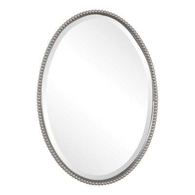 Sherise Brushed Nickel Oval Mirror - Uttermost - Oval Mirrors by Modest Hut