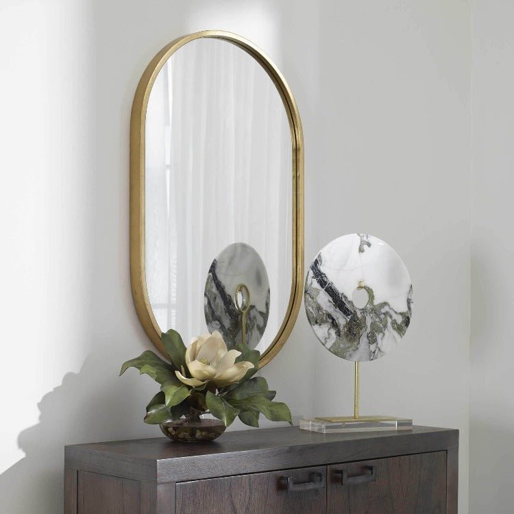 Varina Oval Gold Mirror - Uttermost - Oval Mirrors by Modest Hut