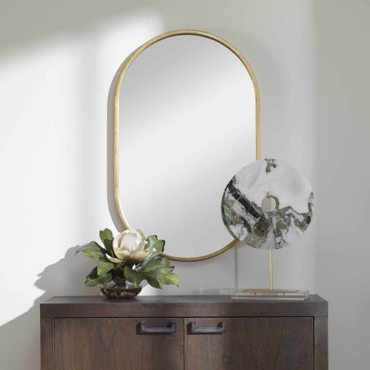 Varina Oval Gold Mirror - Uttermost - Oval Mirrors by Modest Hut