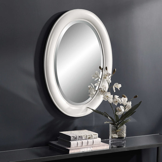 White Oval Mirror - Uttermost - Oval Mirrors by Modest Hut