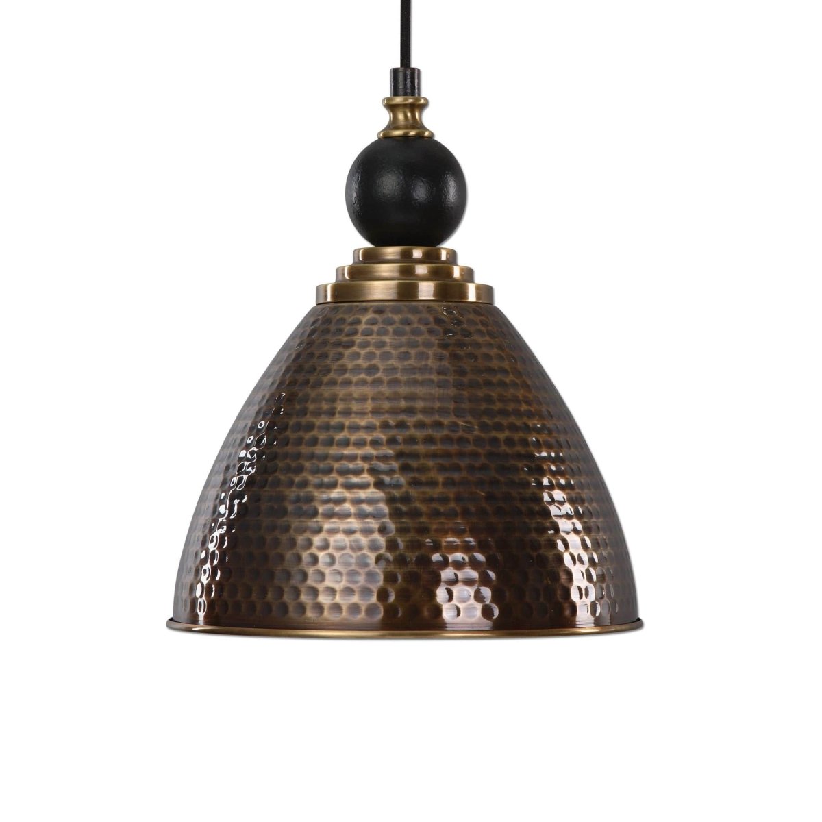 Adastras Hammered Brass 1 Lt. Pendant - Uttermost - Pendants by Modest Hut