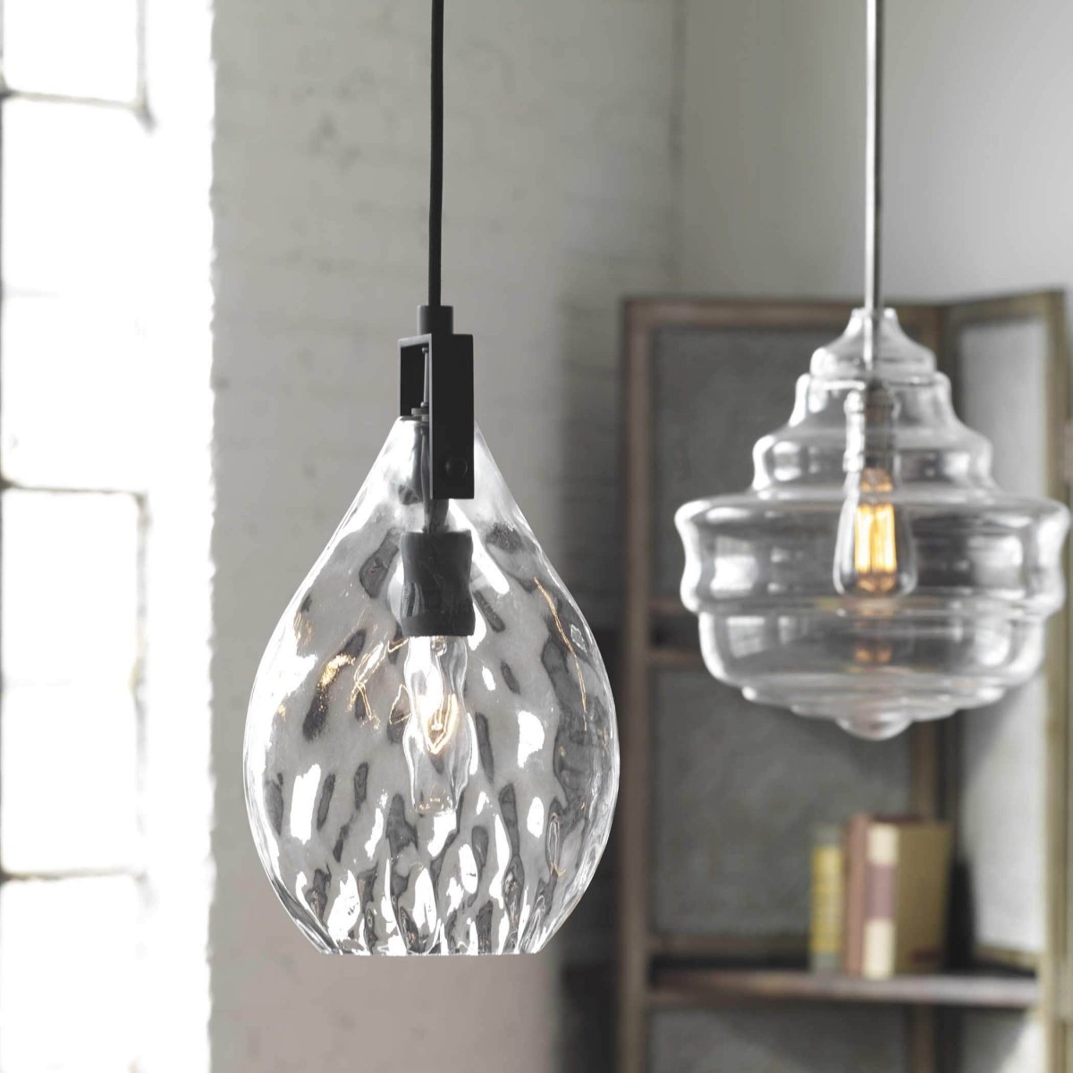 Campseter Watered Glass Mini Pendent - Uttermost - Pendants by Modest Hut