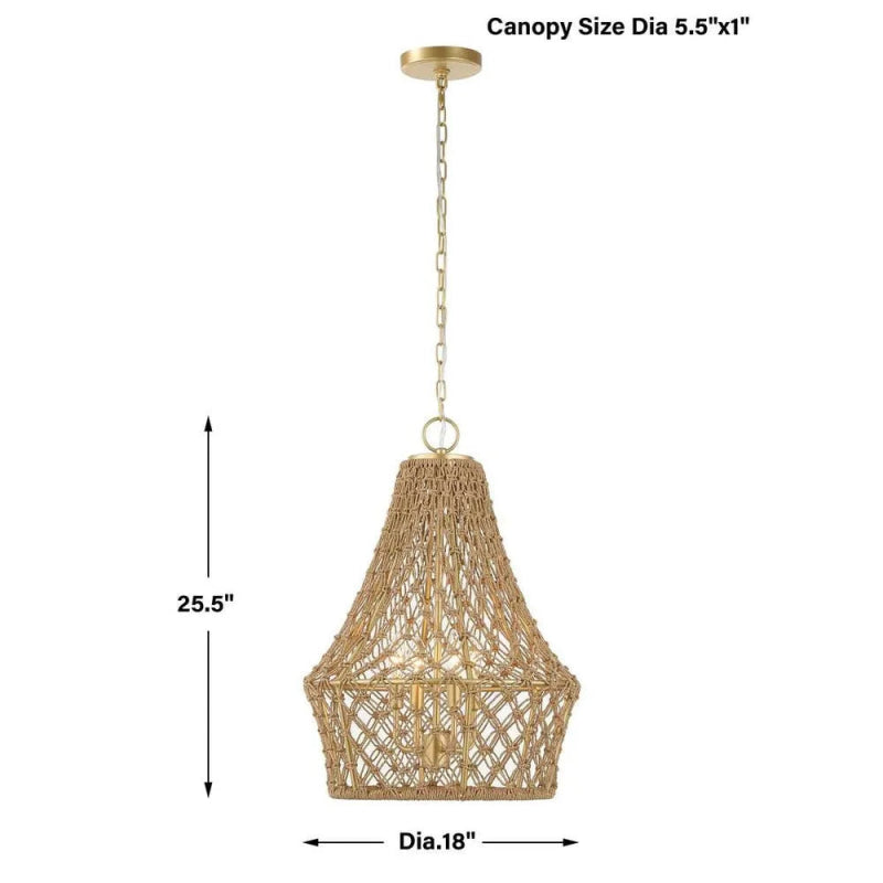 Macrame 4 Light Rope Pendant - Uttermost - Pendants by Modest Hut