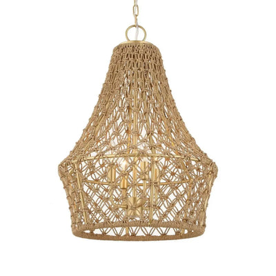 Macrame 4 Light Rope Pendant - Uttermost - Pendants by Modest Hut