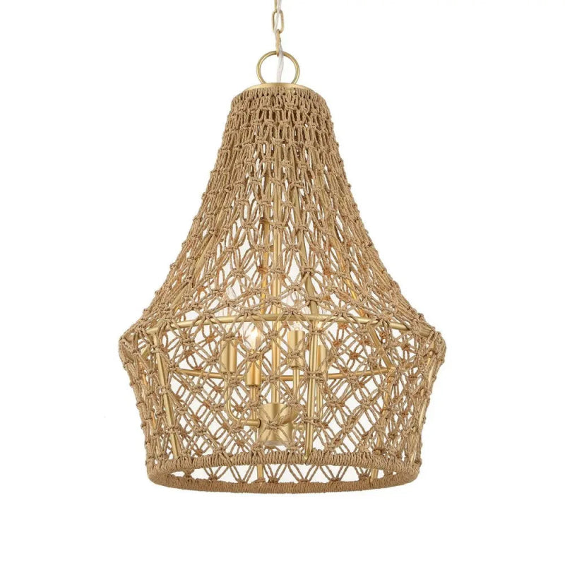 Macrame 4 Light Rope Pendant - Uttermost - Pendants by Modest Hut