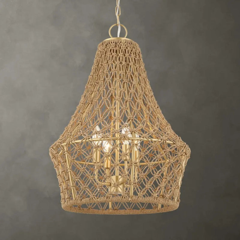 Macrame 4 Light Rope Pendant - Uttermost - Pendants by Modest Hut