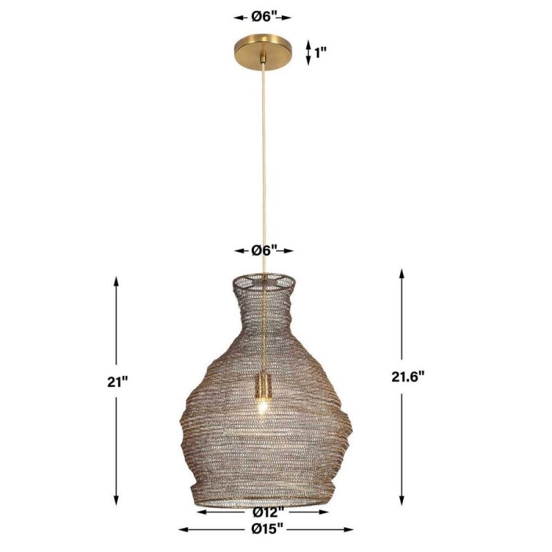 Murmur Woven Brass 1 Light Pendant - Uttermost - Pendants by Modest Hut