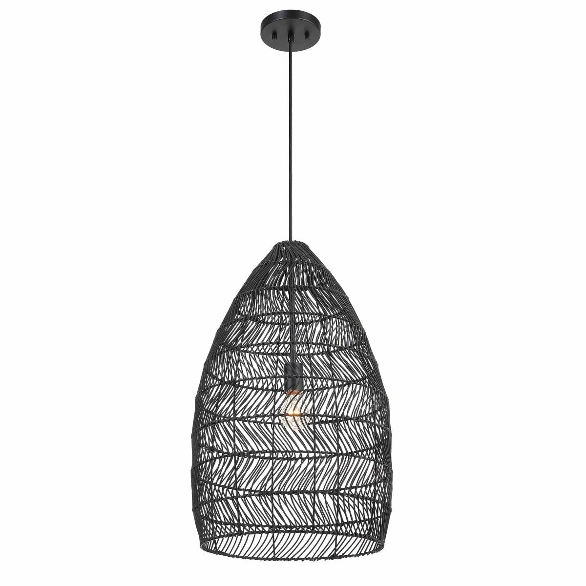 Nandi 1 Light Woven Black Pendant - Uttermost - Pendants by Modest Hut