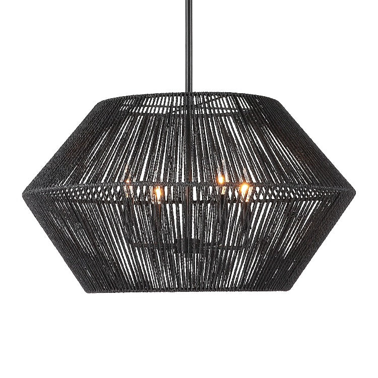 Suva 4 Light Black Rope Pendant - Uttermost - Pendants by Modest Hut