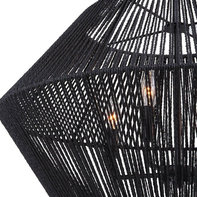 Suva 4 Light Black Rope Pendant - Uttermost - Pendants by Modest Hut