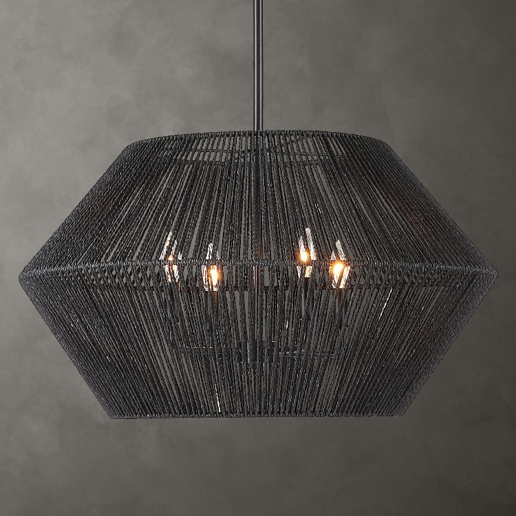 Suva 4 Light Black Rope Pendant - Uttermost - Pendants by Modest Hut