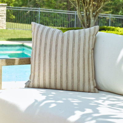 Basket Stripe Outdoor Pillow - Rattan - Uttermost - Pillows by Modest Hut