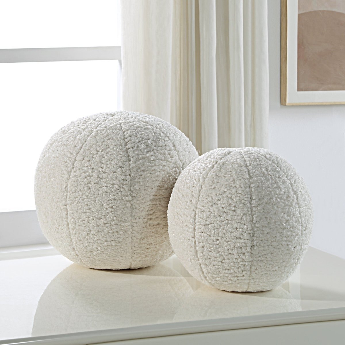 Capra Ball Sheepskin Pillows, S/2 - Uttermost - Pillows by Modest Hut