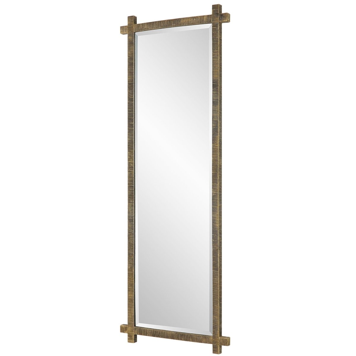 Abanu Ribbed Gold Dressing Mirror - Uttermost - Rectangular Mirrors by Modest Hut