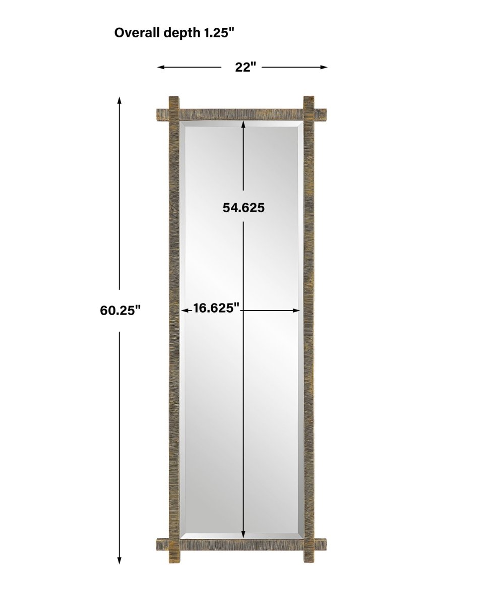 Abanu Ribbed Gold Dressing Mirror - Uttermost - Rectangular Mirrors by Modest Hut