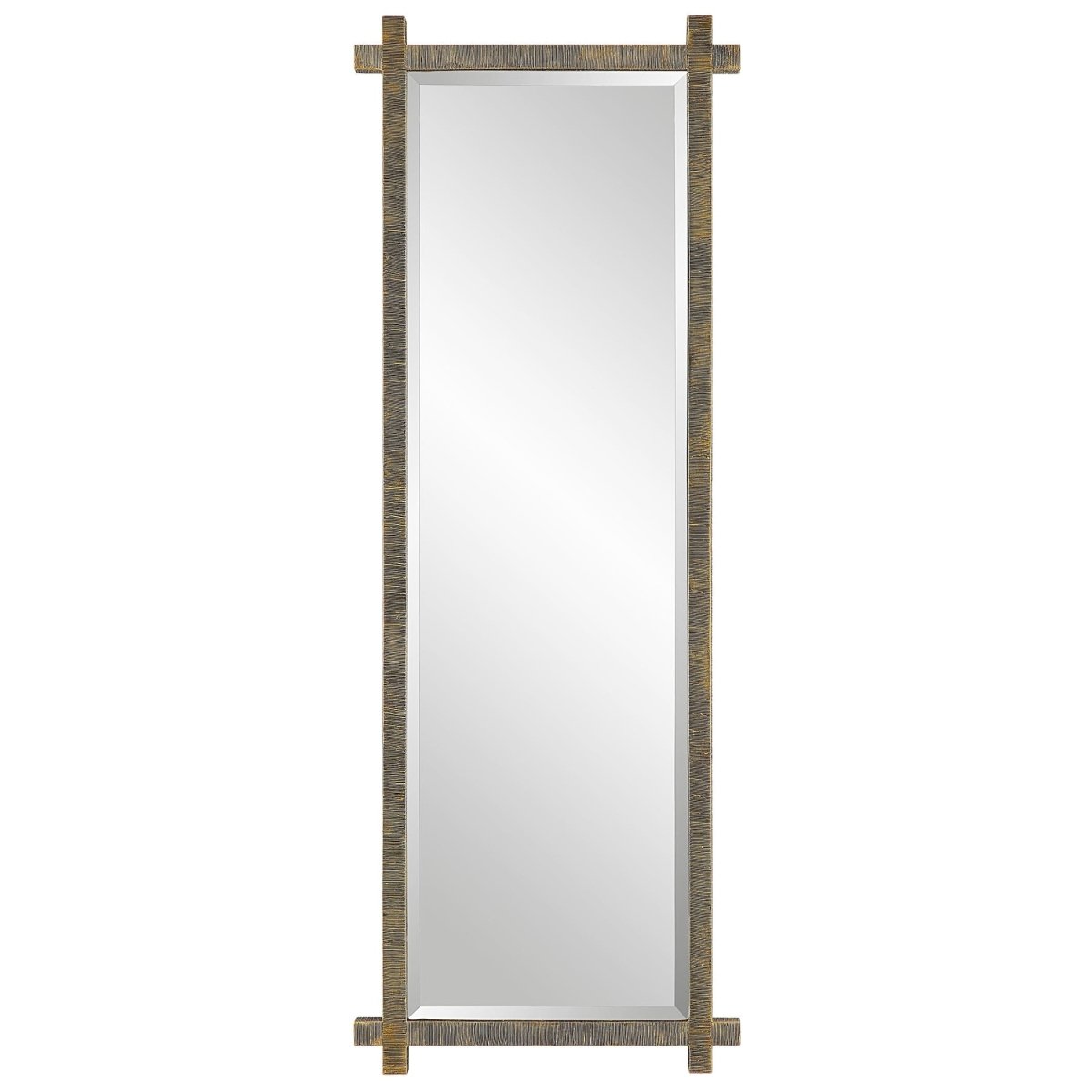 Abanu Ribbed Gold Dressing Mirror - Uttermost - Rectangular Mirrors by Modest Hut