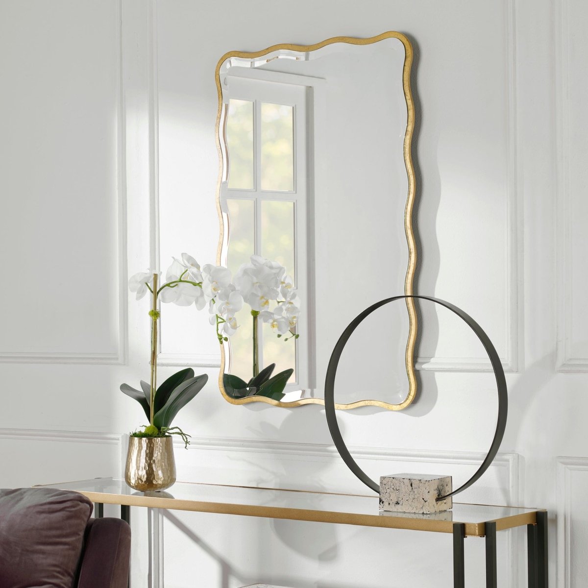 Aneta Gold Scalloped Mirror - Uttermost - Rectangular Mirrors by Modest Hut