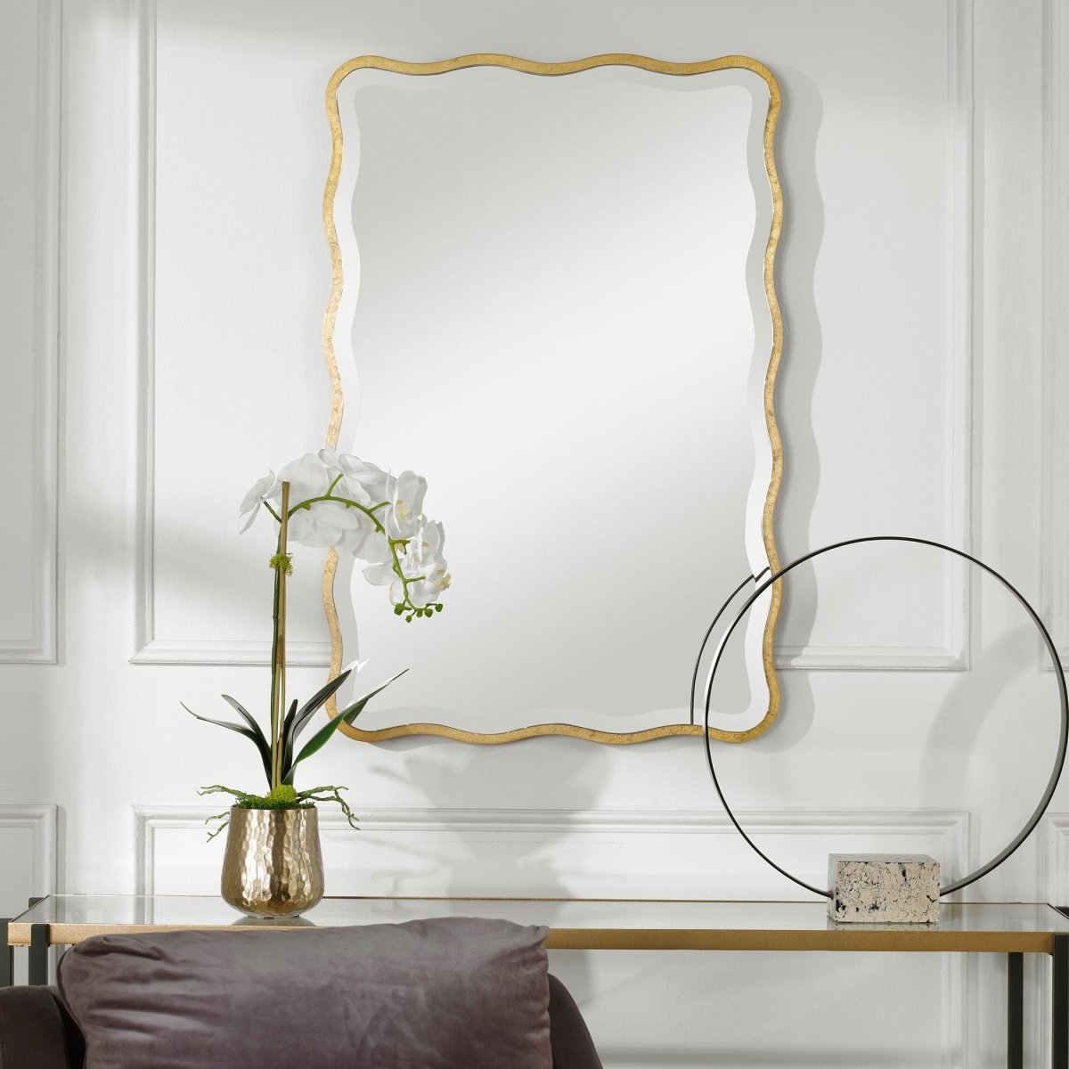 Aneta Gold Scalloped Mirror - Uttermost - Rectangular Mirrors by Modest Hut