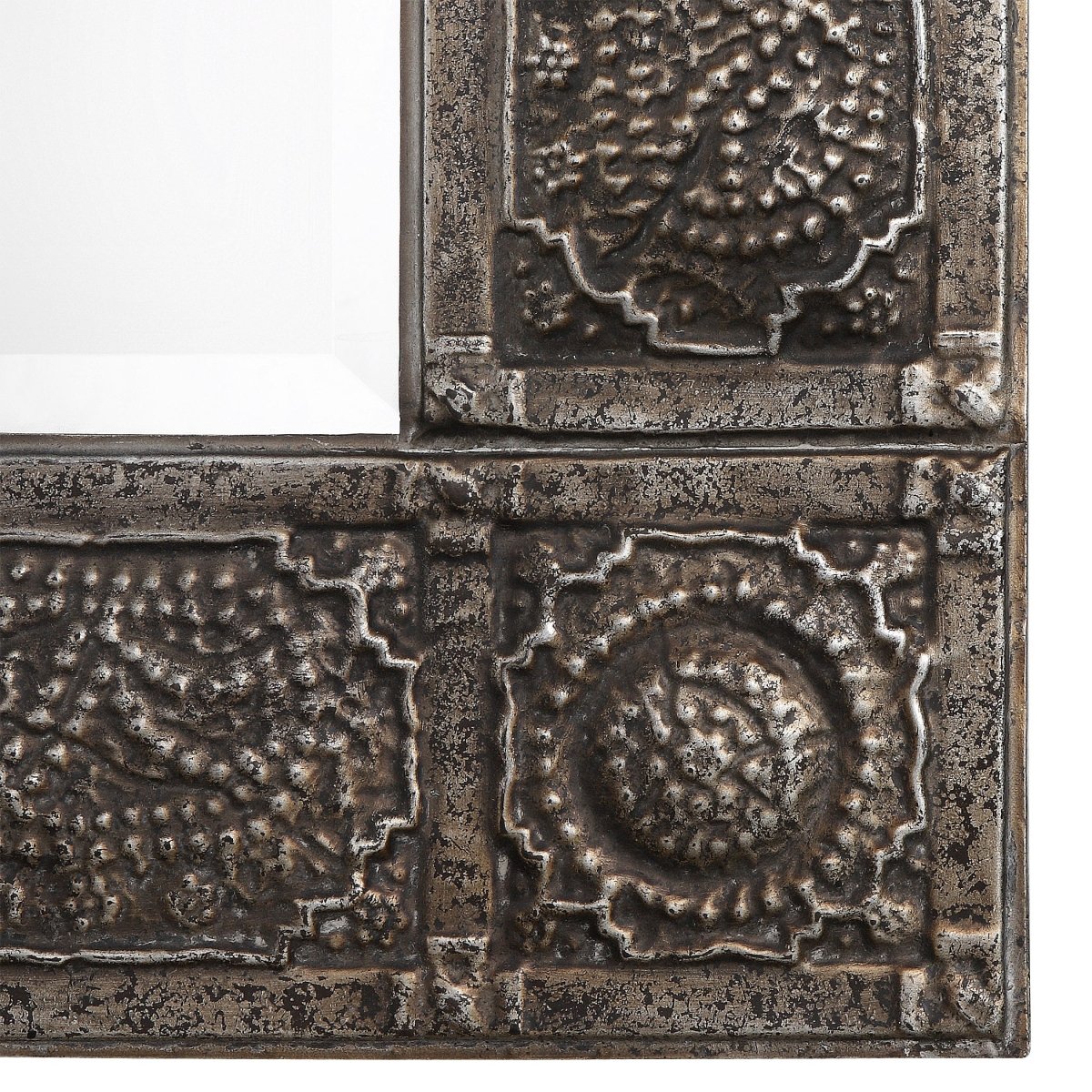 Antiqued Rust Gray Embossed Metal Frame Mirror - Uttermost - Rectangular Mirrors by Modest Hut