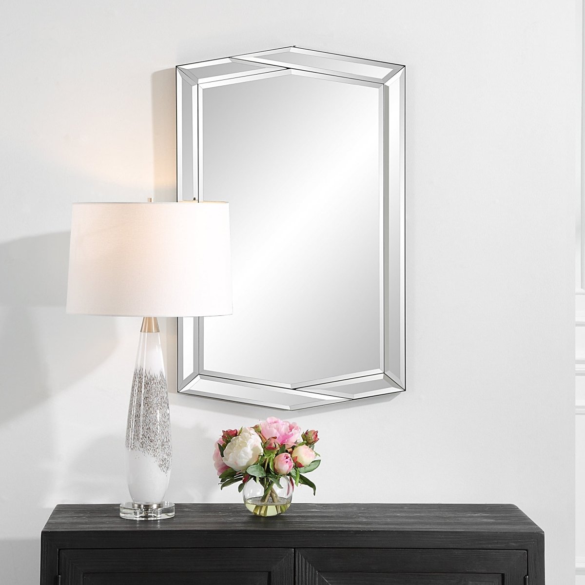 Asymmetrical Design Black Framed Mirror - Uttermost - Rectangular Mirrors by Modest Hut