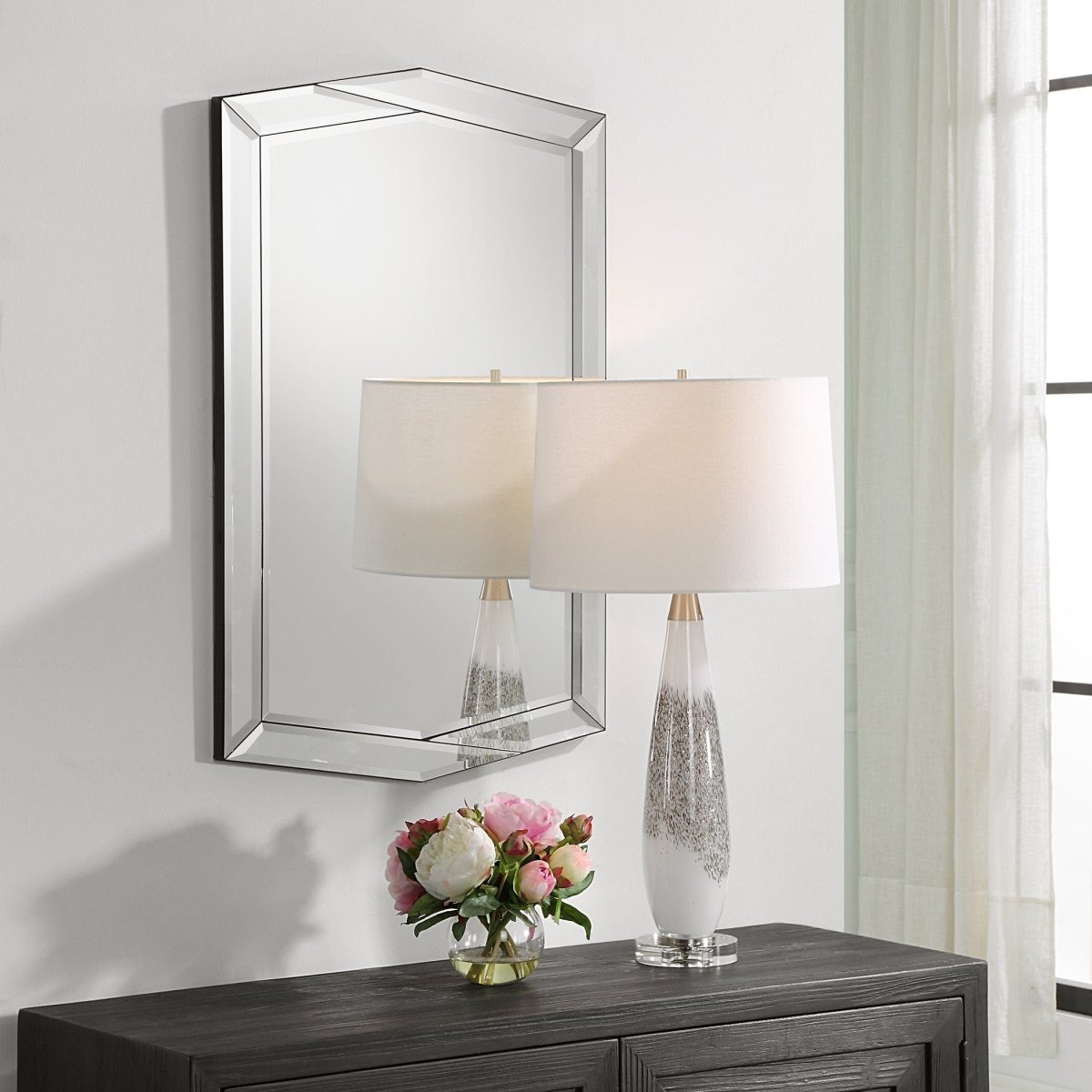 Asymmetrical Design Black Framed Mirror - Uttermost - Rectangular Mirrors by Modest Hut