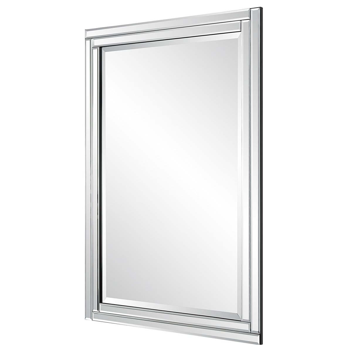 Beveled Mirror with Black Frame and Alternating Corner Panels - Uttermost - Rectangular Mirrors by Modest Hut