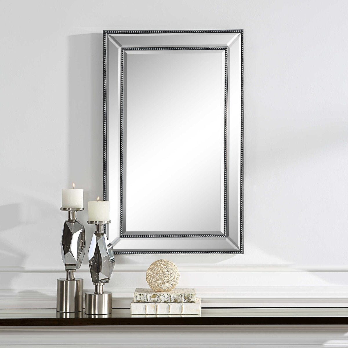 Black Beaded Rectangular Mirror - Uttermost - Rectangular Mirrors by Modest Hut