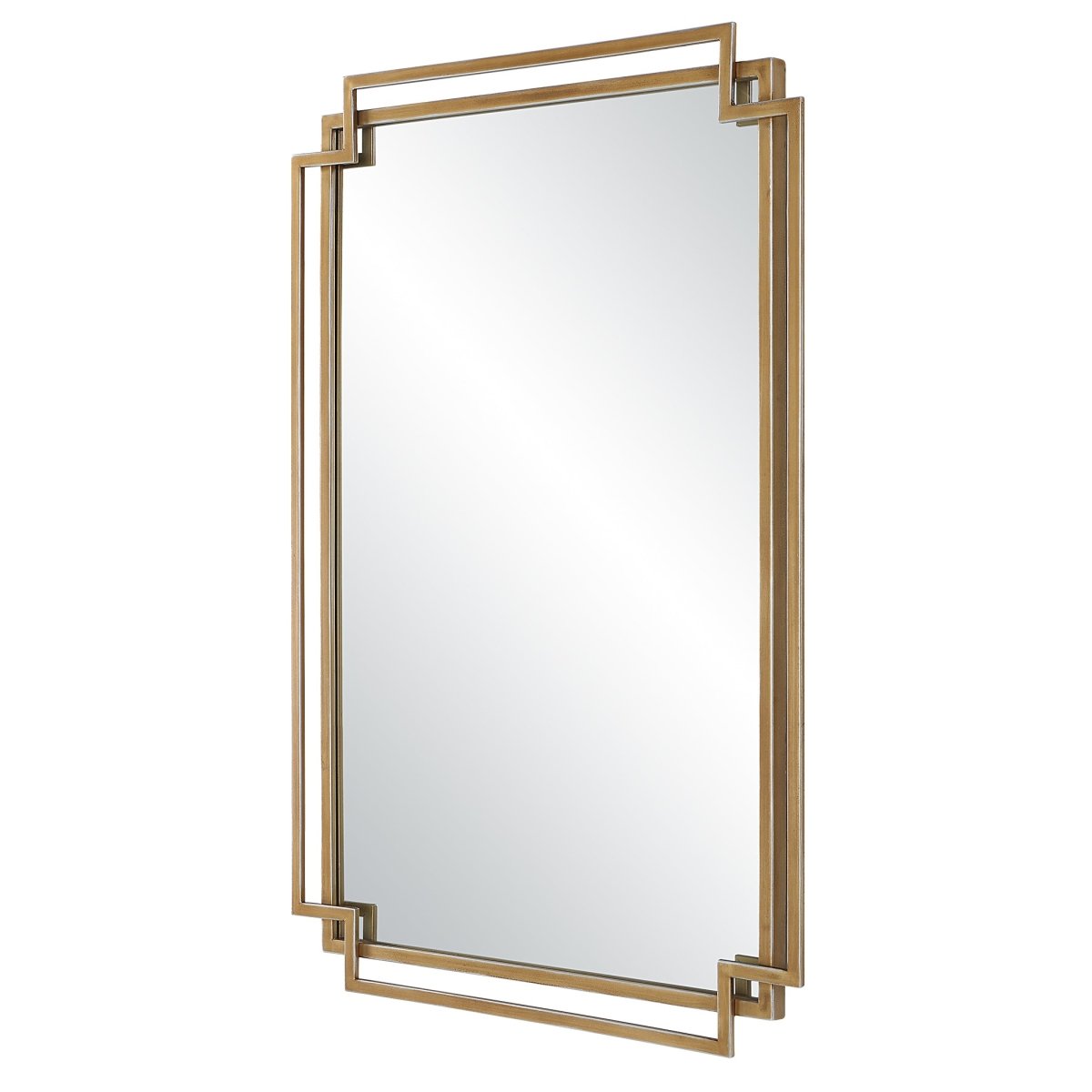 Brushed Gold Contemporary Overlapping Frames Mirror - Uttermost - Rectangular Mirrors by Modest Hut