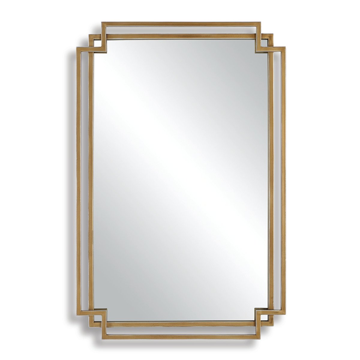 Brushed Gold Contemporary Overlapping Frames Mirror - Uttermost - Rectangular Mirrors by Modest Hut