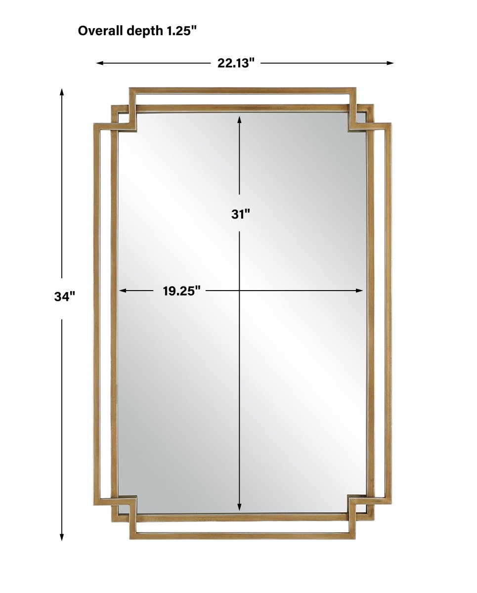 Brushed Gold Contemporary Overlapping Frames Mirror - Uttermost - Rectangular Mirrors by Modest Hut