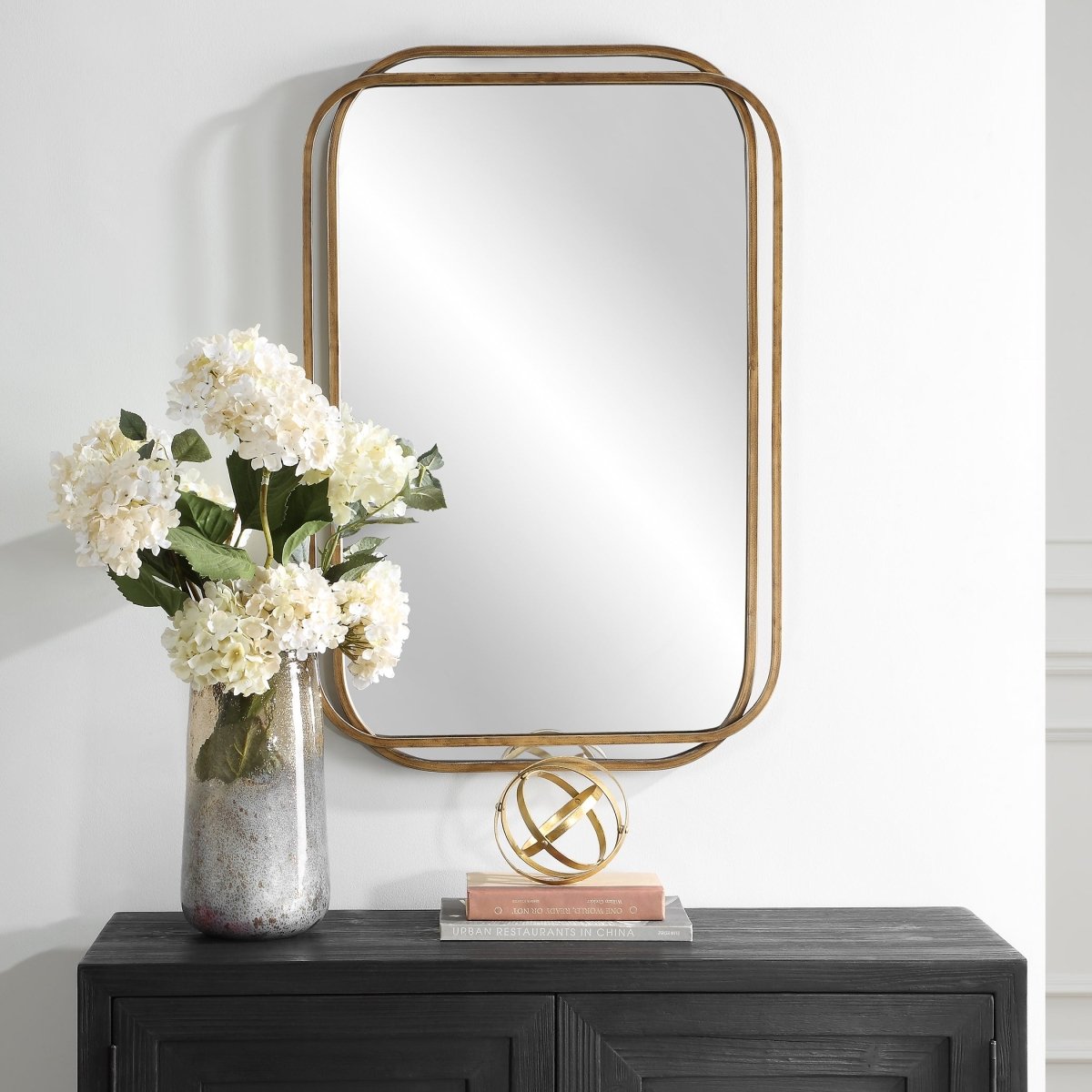 Brushed Gold Overlapping Frame Mirror - Uttermost - Rectangular Mirrors by Modest Hut