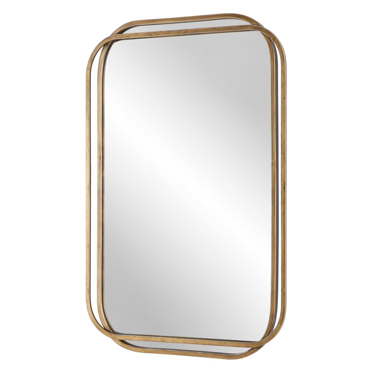 Brushed Gold Overlapping Frame Mirror - Uttermost - Rectangular Mirrors by Modest Hut