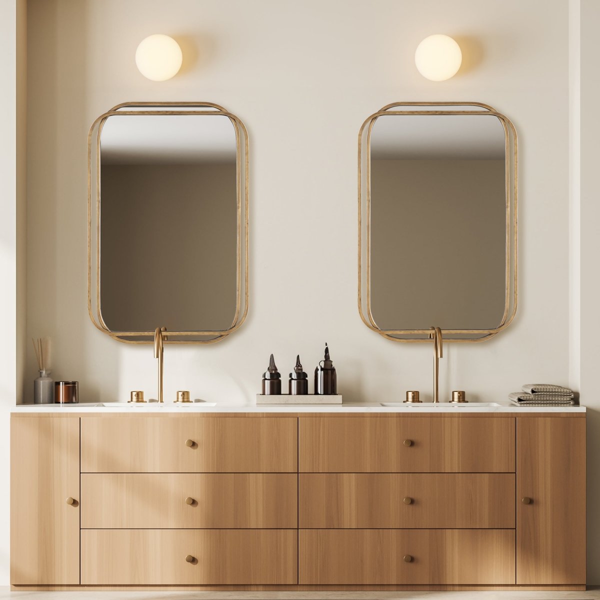 Brushed Gold Overlapping Frame Mirror - Uttermost - Rectangular Mirrors by Modest Hut