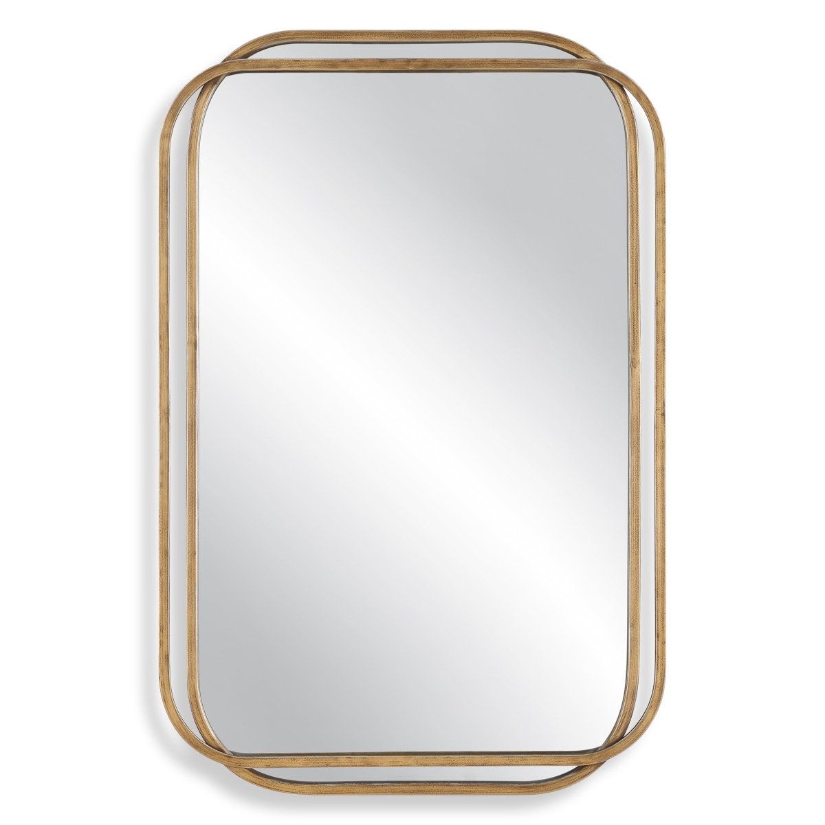 Brushed Gold Overlapping Frame Mirror - Uttermost - Rectangular Mirrors by Modest Hut