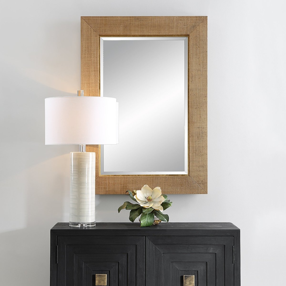 Bungalow Grass Cloth Mirror - Uttermost - Rectangular Mirrors by Modest Hut