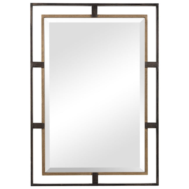 Carrizo Gold & Bronze Rectangle Mirror - Uttermost - Rectangular Mirrors by Modest Hut