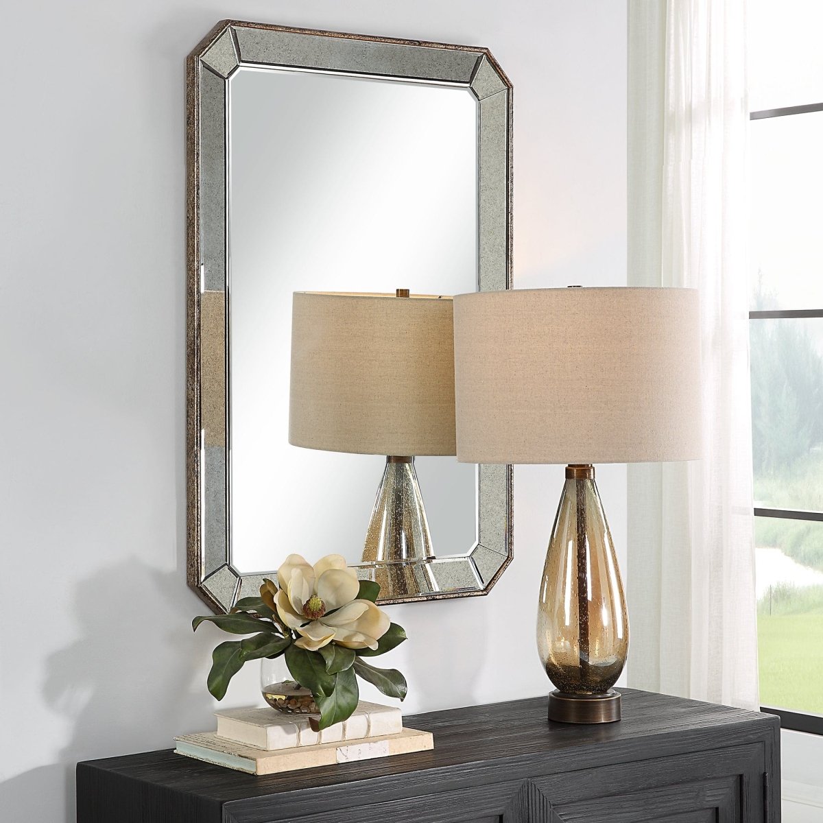 Cortona Antiqued Vanity Mirror - Uttermost - Rectangular Mirrors by Modest Hut