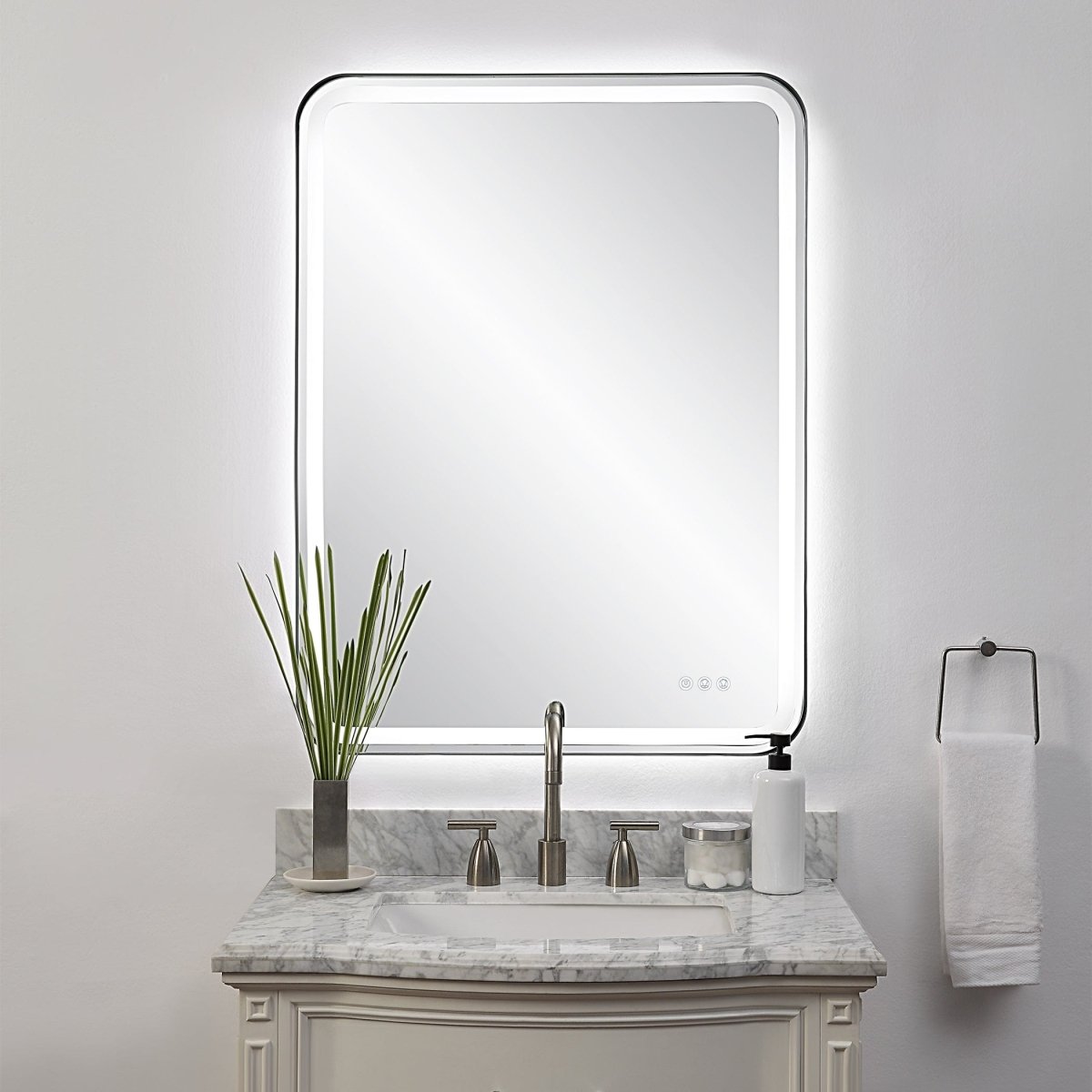 Crofton Lighted Black Large Mirror - Uttermost - Rectangular Mirrors by Modest Hut