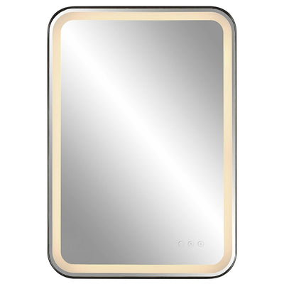 Crofton Lighted Black Vanity Mirror - Uttermost - Rectangular Mirrors by Modest Hut