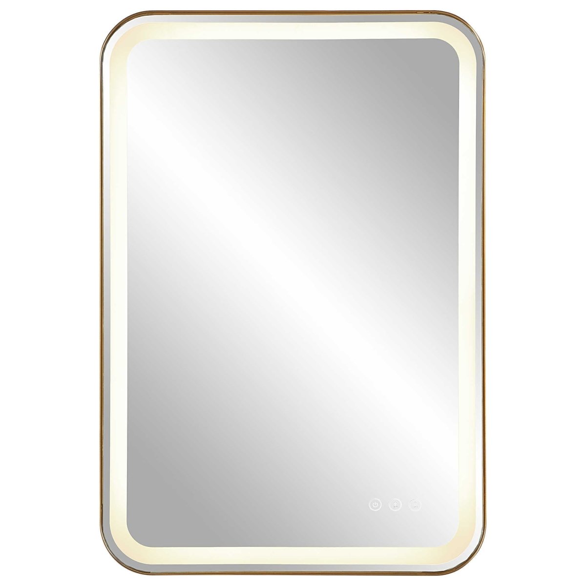 Crofton Lighted Brass Vanity Mirror - Uttermost - Rectangular Mirrors by Modest Hut