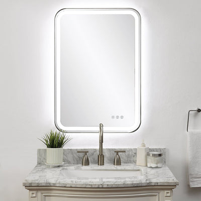Crofton Lighted Nickel Vanity Mirror - Uttermost - Rectangular Mirrors by Modest Hut