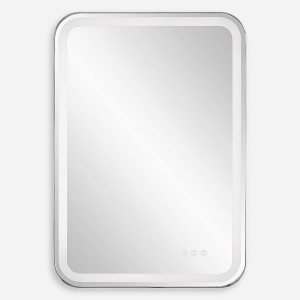 Crofton Lighted Nickel Vanity Mirror - Uttermost - Rectangular Mirrors by Modest Hut
