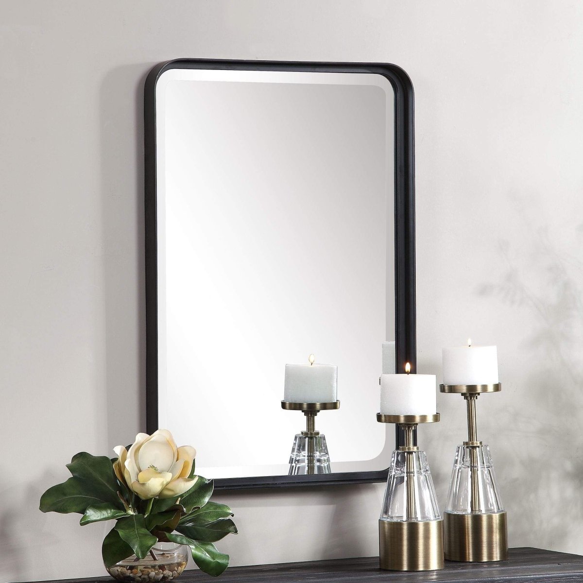 Crofton Matte Black Mirror - Uttermost - Rectangular Mirrors by Modest Hut