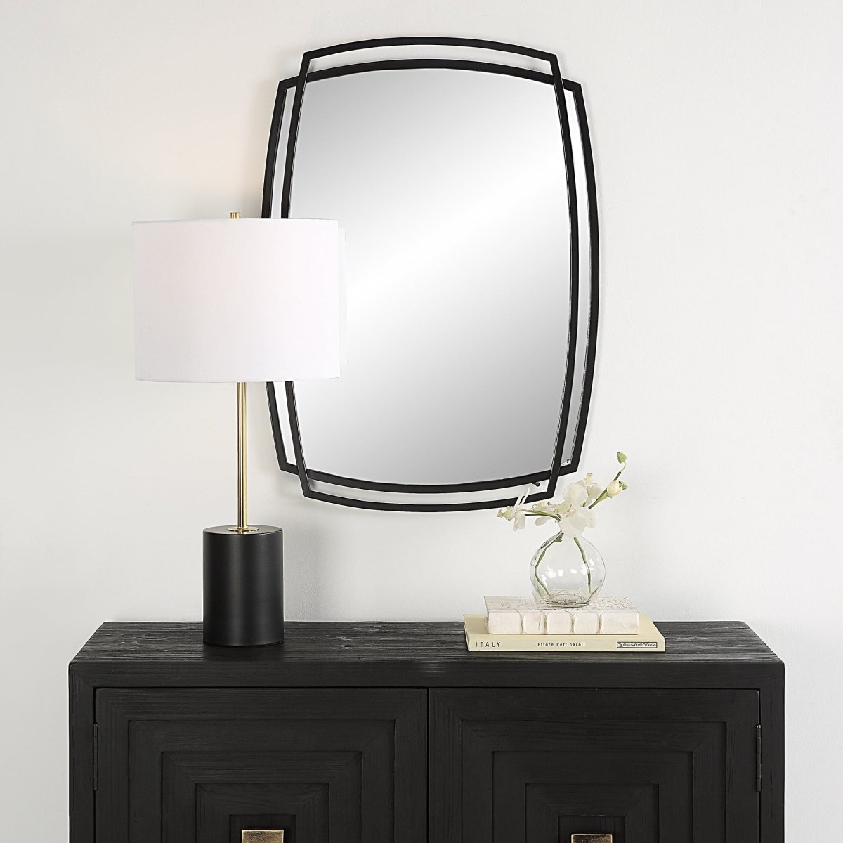 Curved Metal Framed Contemporary Mirror - Uttermost - Rectangular Mirrors by Modest Hut