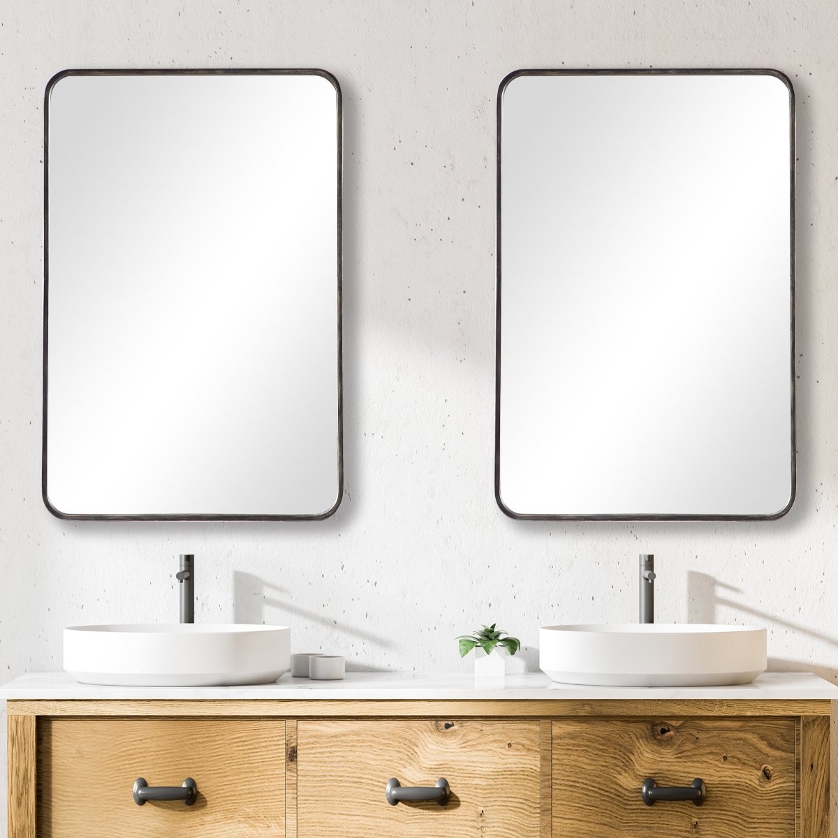 Dark Bronze Rounded Corner Metal Frame Mirror - Uttermost - Rectangular Mirrors by Modest Hut