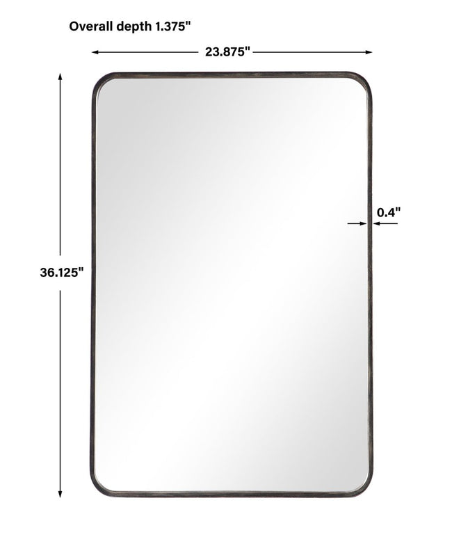 Dark Bronze Rounded Corner Metal Frame Mirror - Uttermost - Rectangular Mirrors by Modest Hut