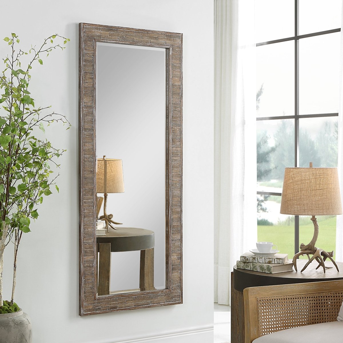 Distressed Weathered Pine Full Length Mirror - Uttermost - Rectangular Mirrors by Modest Hut